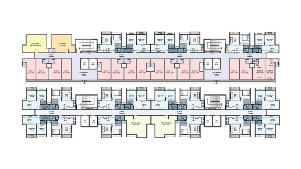 Linear floor plan